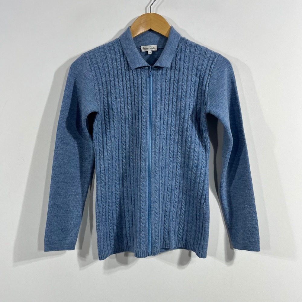 Miss Creeks VTG Fisherman Preppy Cable Knit Cardigan Sweater Wool Blend Small